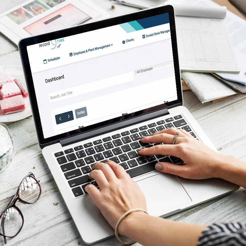 Record TIME job scheduling software interface showing flexible workforce planning and real-time schedule adjustments
