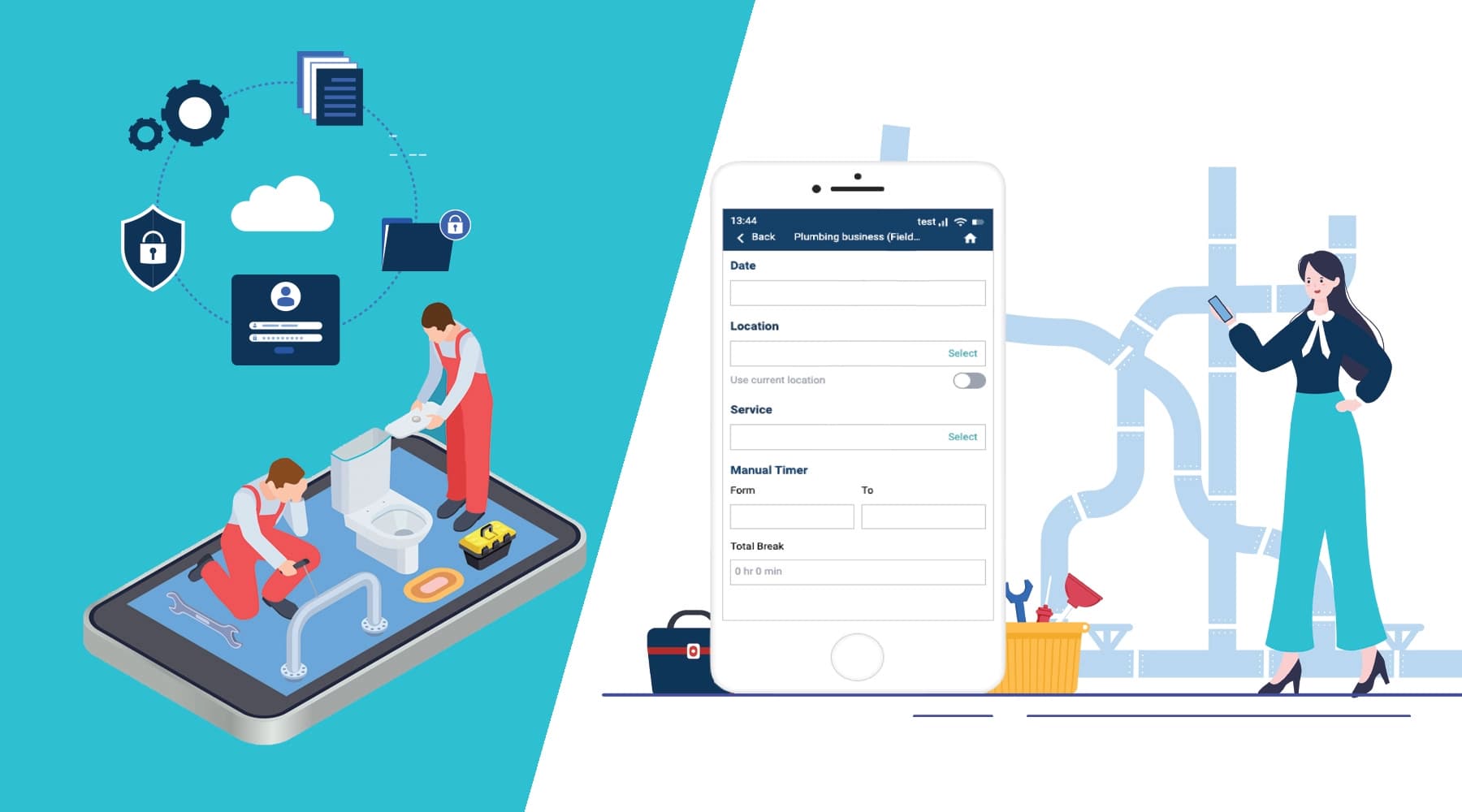 Record TIME plumbing business management software for scheduling, job tracking and field workforce management