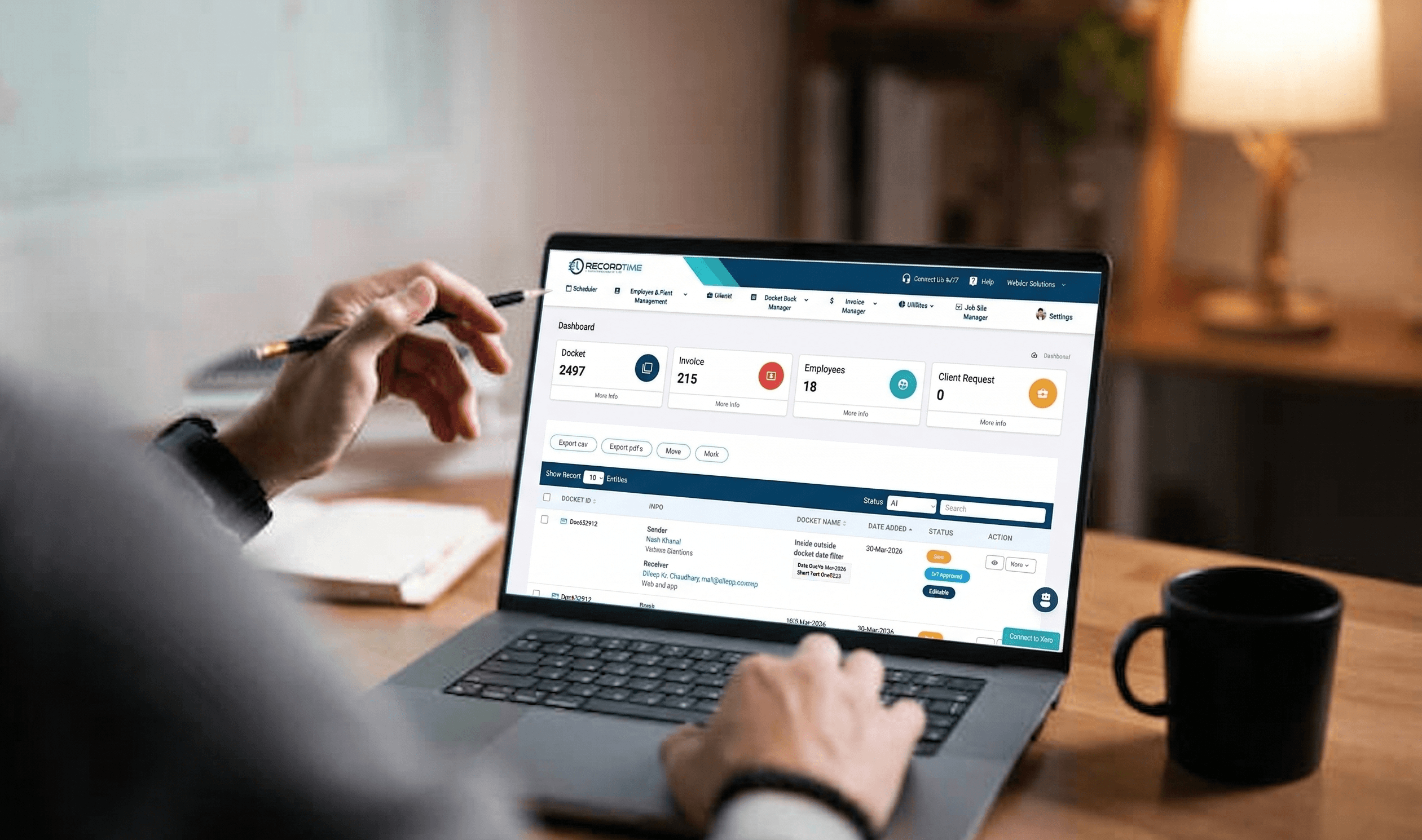 Record TIME job scheduling software showing real-time workforce planning interface